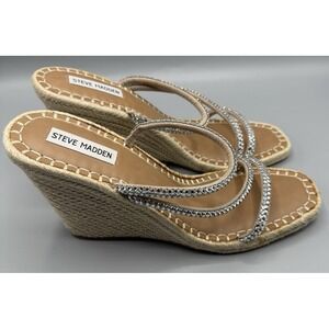 Steve Madden In Charge Wedges Womens Size: 11 Rhinestone Strappy Espadrilles